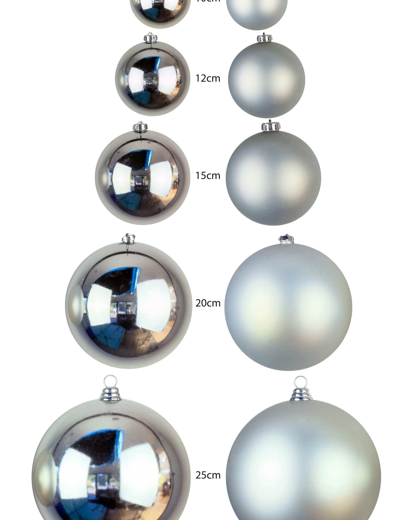 10cm Silver Shatter Proof Baubles (6 Pack)