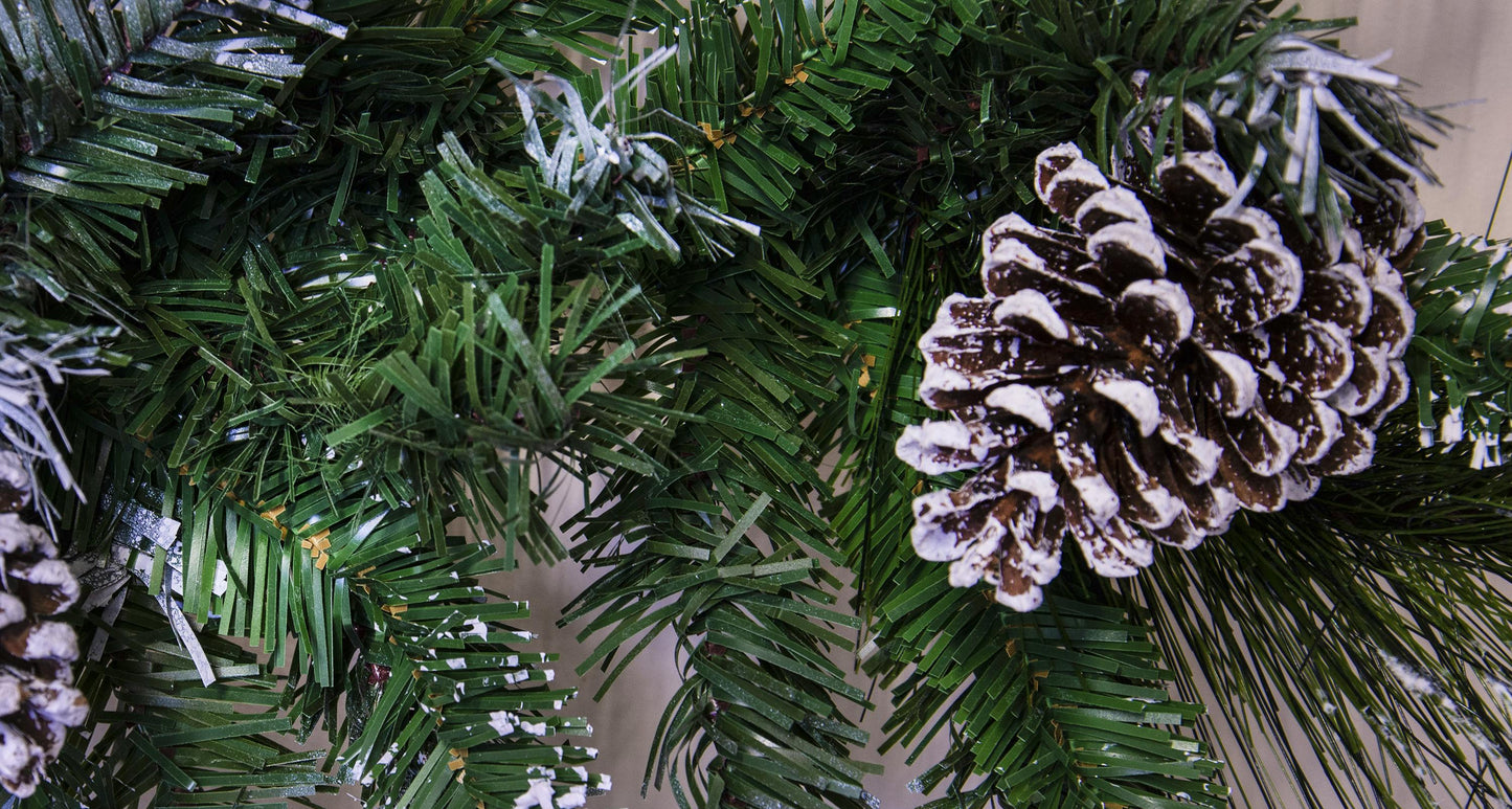 180cm Flocked Decorated Mixed Pine Garland with Pine Cones