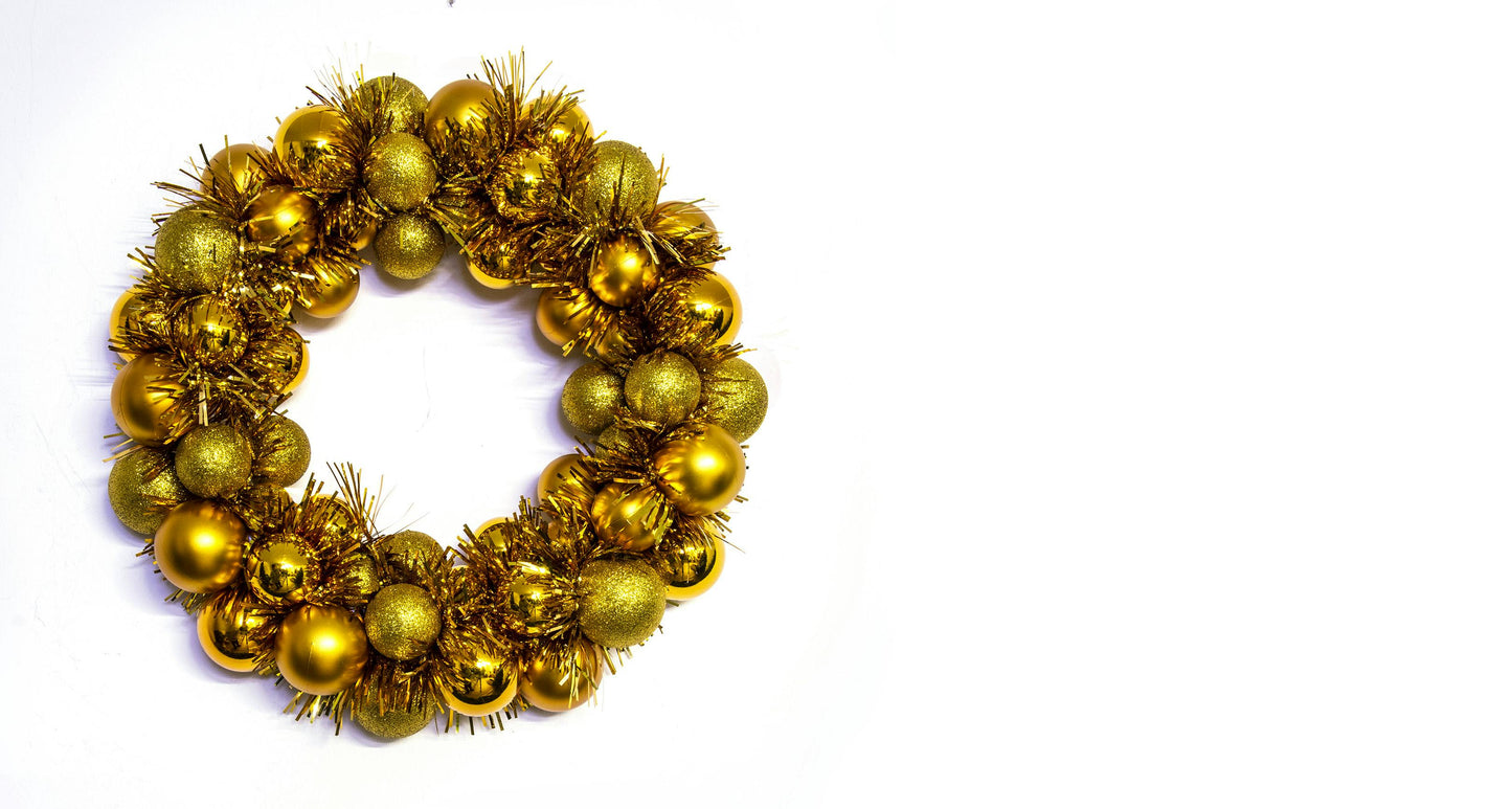 33cm Gold Shatterproof Bauble Wreath
