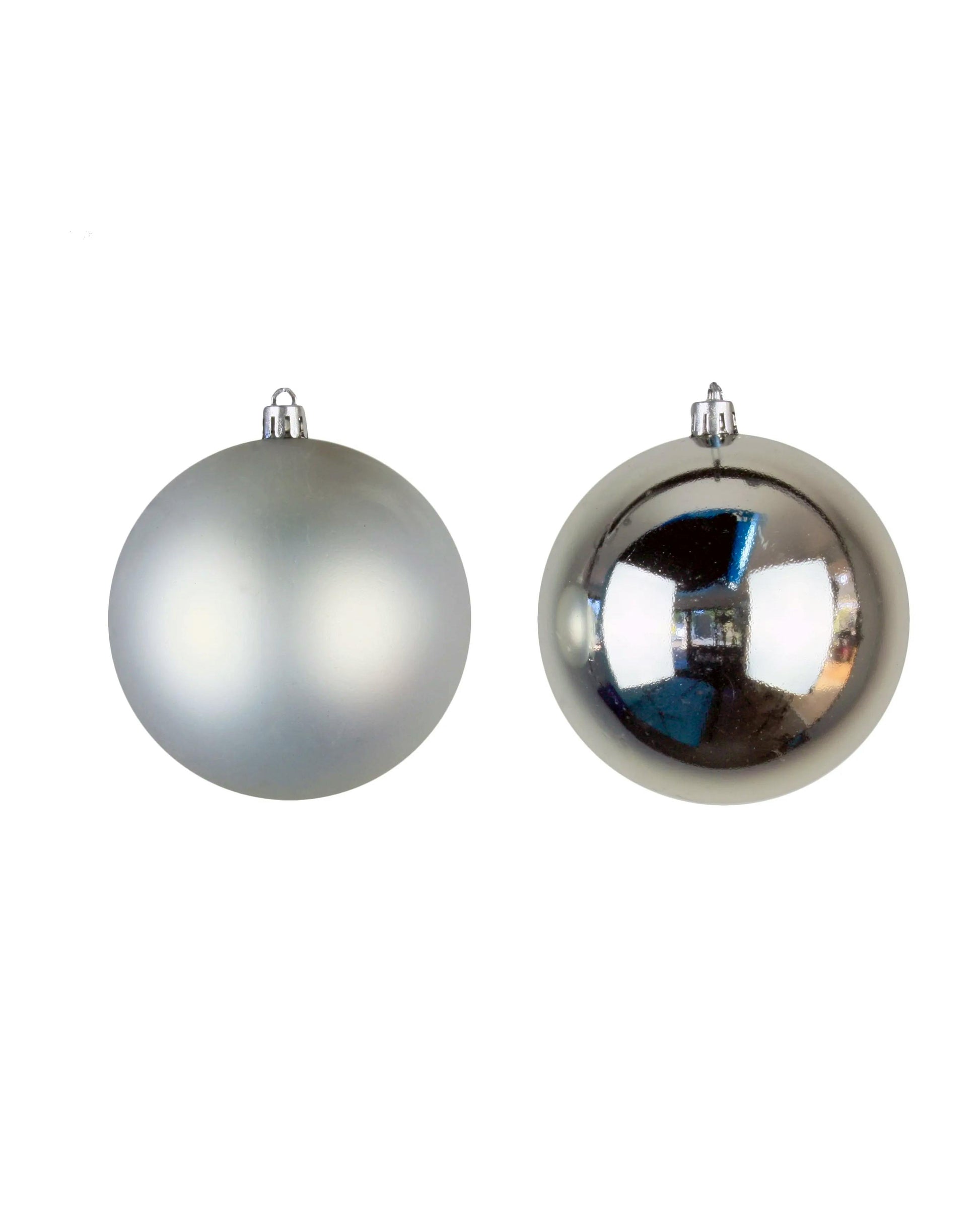 10cm Silver Shatter Proof Baubles (6 Pack)