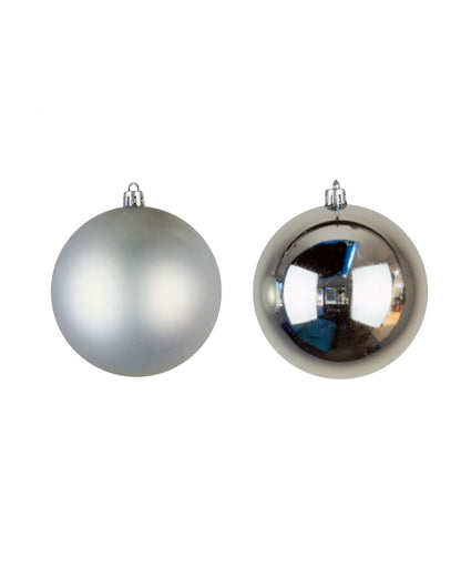 10cm Silver Shatter Proof Baubles (6 Pack)