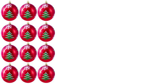 6cm Hand Painted Shatterproof Bauble Design 28 (12 Pack)