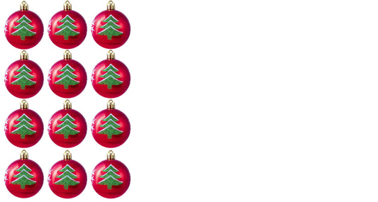 8cm Hand Painted Shatterproof Bauble Design 28 (12 Pack)