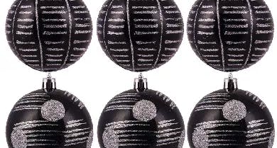 6cm Hand Painted Shatterproof Bauble Design 6 (12 Pack)