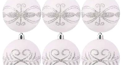 6cm Hand Painted Shatterproof Bauble Design 7 (12 Pack)