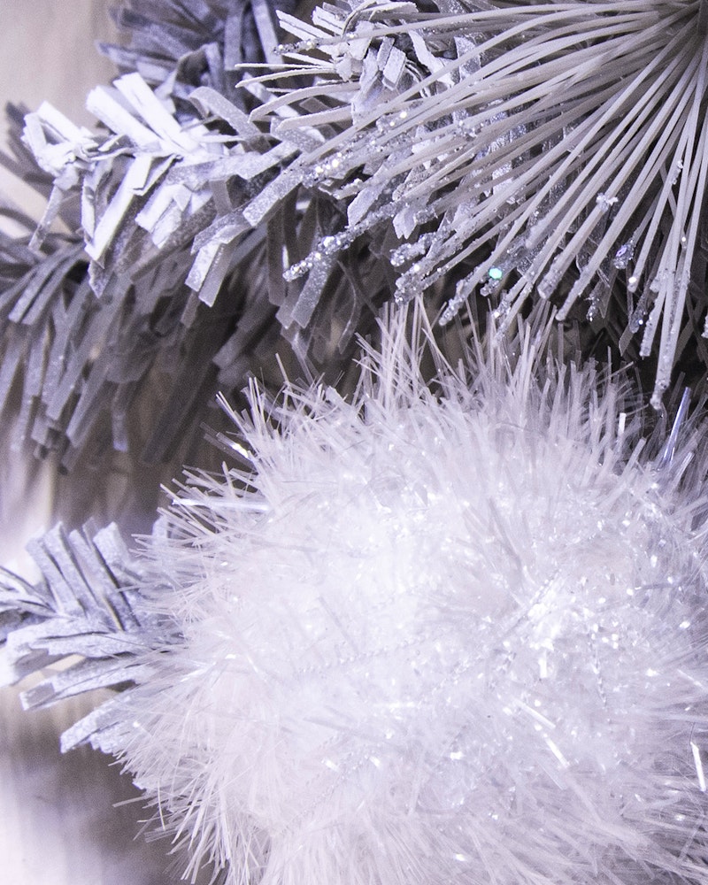 180cm Decorated Silver Mixed Pine Garland with White Poinsettia