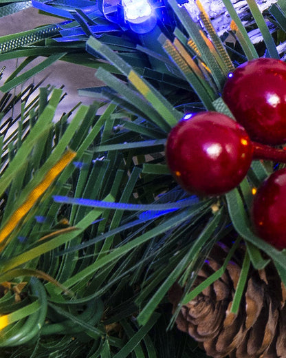 180cm Pre-lit Battery-powered Mixed Pine Garland Warm White/Multicolour LEDs