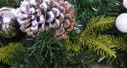 180cm Decorated Mixed Pine Garland with Baubles Berries & Bows