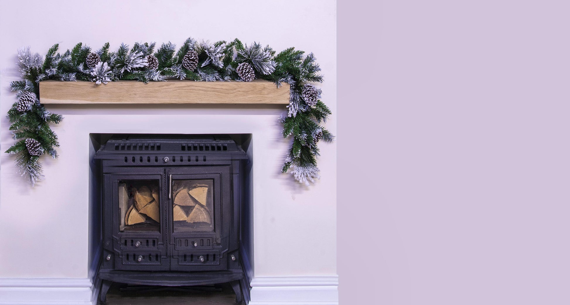 180cm Flocked Decorated Mixed Pine Garland with Pine Cones