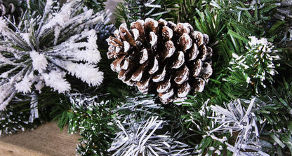 180cm Flocked Decorated Mixed Pine Garland with Pine Cones