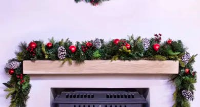 180cm Decorated Mixed Pine Garland with Red Baubles