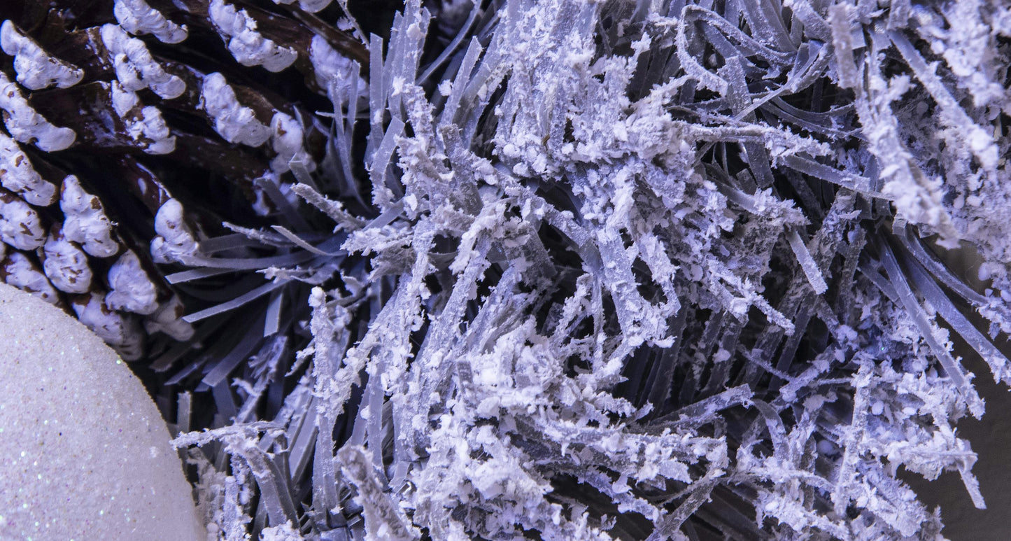 180cm Decorated Silver Mixed Pine Garland with Rose Gold Poinsettia