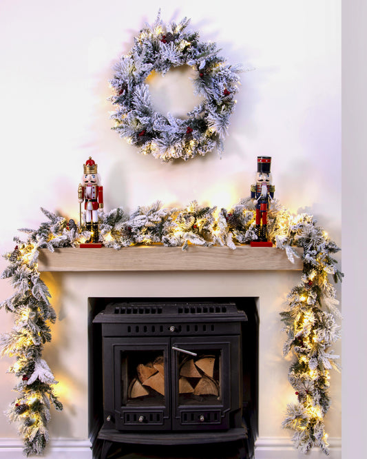 The Pre-lit Connectable 270cm Snowy Alpine Garland