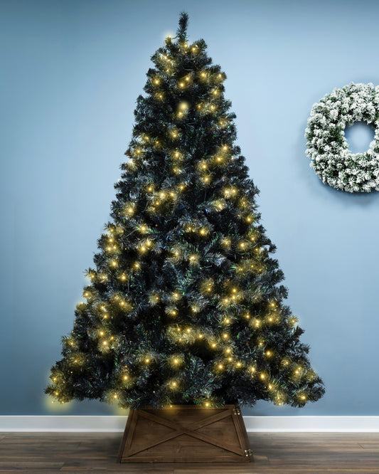 The 6ft Pre-lit Black Iridescence Pine Tree with Warm White Lights