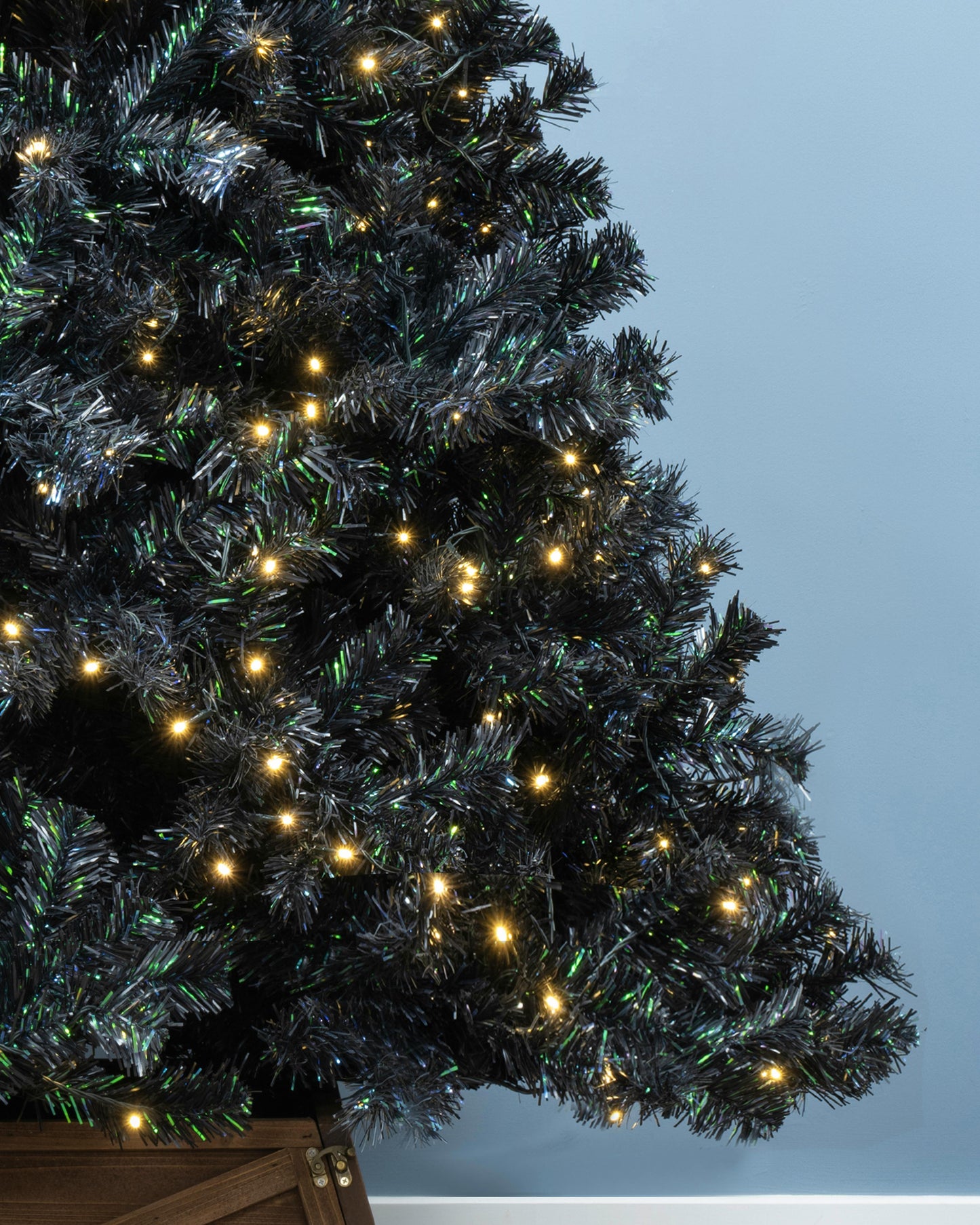 The 6ft Pre-lit Black Iridescence Pine Tree with Warm White Lights