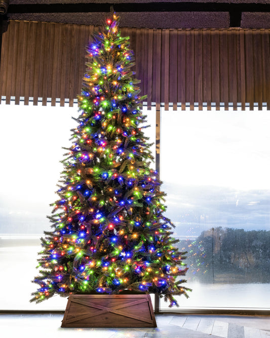 The 10ft Pre-lit Ultra Devonshire Tree - 4.6ft wide - Warm White/Multicoloured Colour Change LEDs